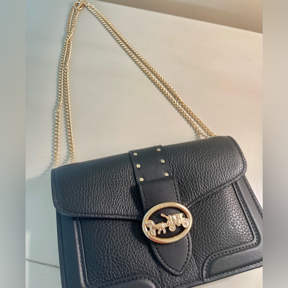 Coach convertible crossbody, shoulder bag. Black pebbled leather.